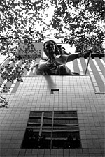 Portlandia statue overhead