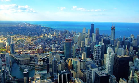 Chicago Skyline to Northeast (Trump Tower being built) Chicago Skyline to Northeast (Trump Tower being built)