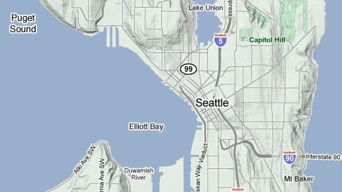Seattle Area and Puget Sound map Map of Seattle and surrounding waterways