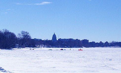 People with Tents out on Lake Mendota People with Tents out on Lake Mendota