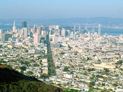 Looking down Market St Downtown San Francisco from afar Looking down Market Street Downtown San Francisco from afar