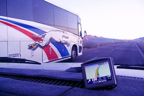 Driving beside Greyhound bus Driving beside Greyhound bus