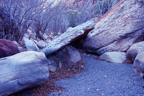 Tiny cave formed by desert stone slabs Tiny cave formed by desert stone slabs
