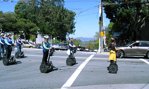 Segway tour passing by Lombard Street