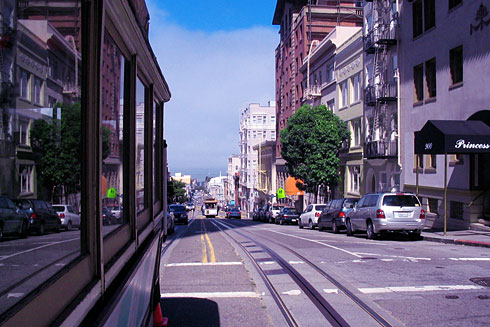 Riding San Francisco Cable Car (looking back)