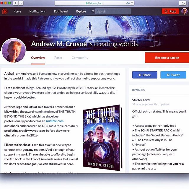 Andrew Crusoe - Epic of Aravinda Patreon Supporter Page is growing