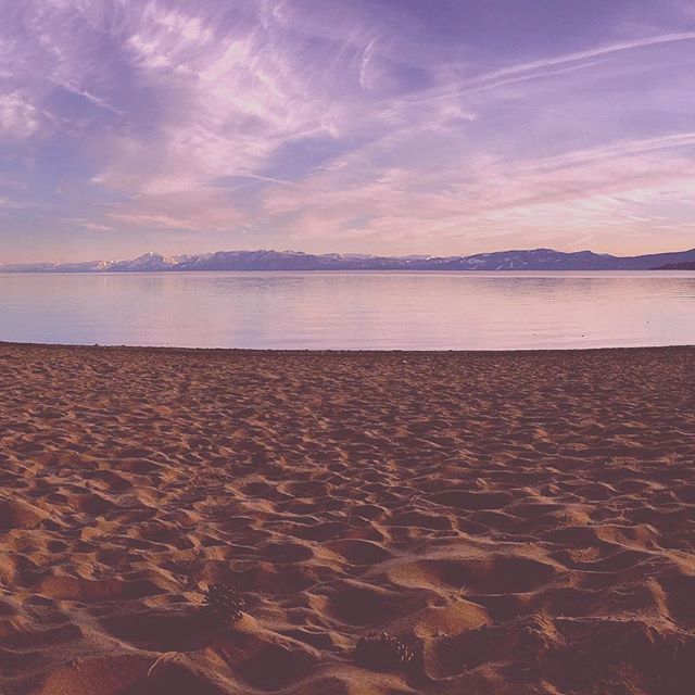 Lake Tahoe beach just before Sunset