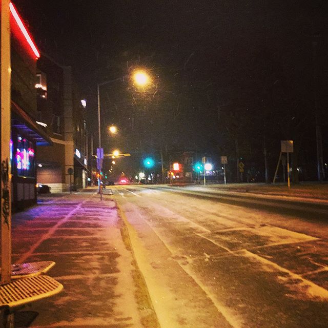 Snowing in the Frosty and Whimsical Atwood Ave in Madison