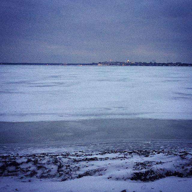 Frozen coast of Lake Monona... can you see the Madison Capitol