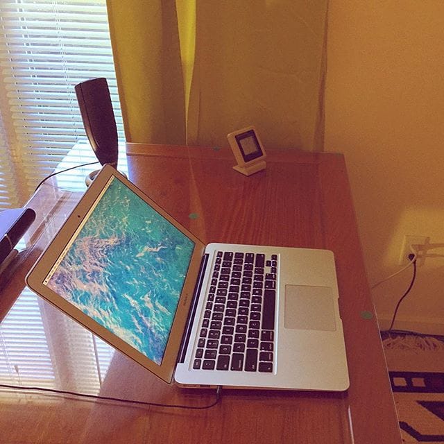 My minimalist desk in Wisconsin with MacBook Air