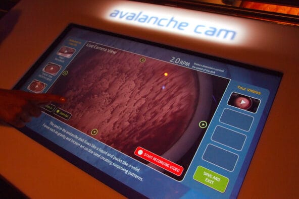 Avalanche simulator camera touchscreen