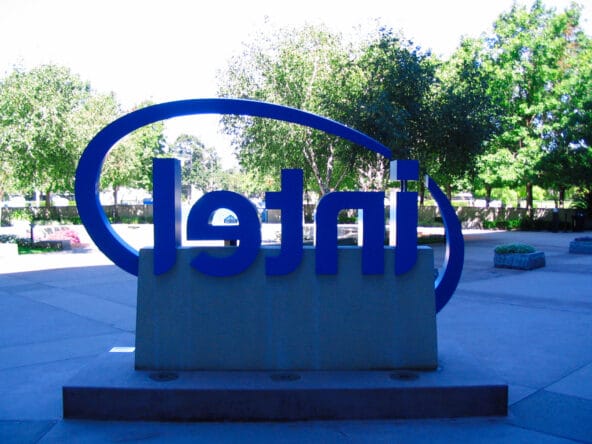 Back of the Intel logo sculpture