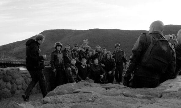 Biker Gang taking a photo at Vista Point Overlook