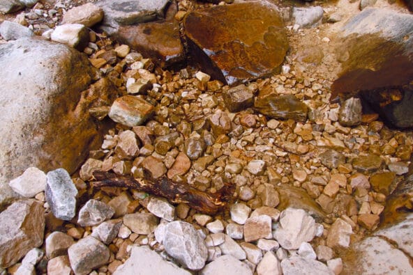 Bottom of dormant waterfall