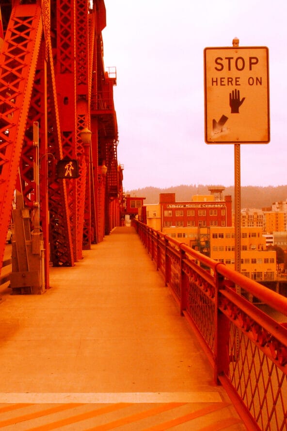 Broadway Bridge walkway when bridge is down