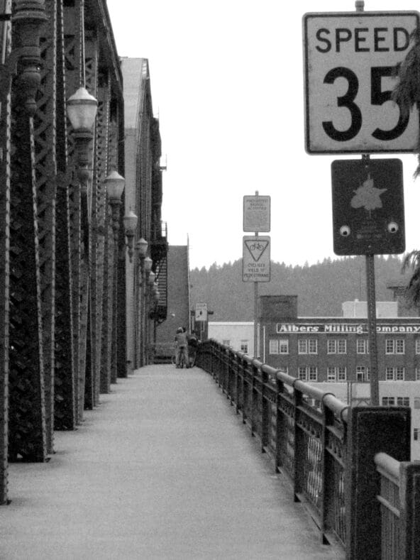 Broadway Bridge walkway when bridge is up