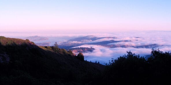 Clouds rolling over hills n Richardson Bay