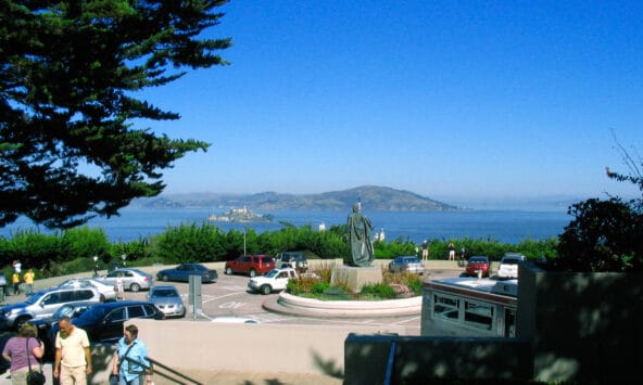 Coit Tower parking n Alcatraz from afar