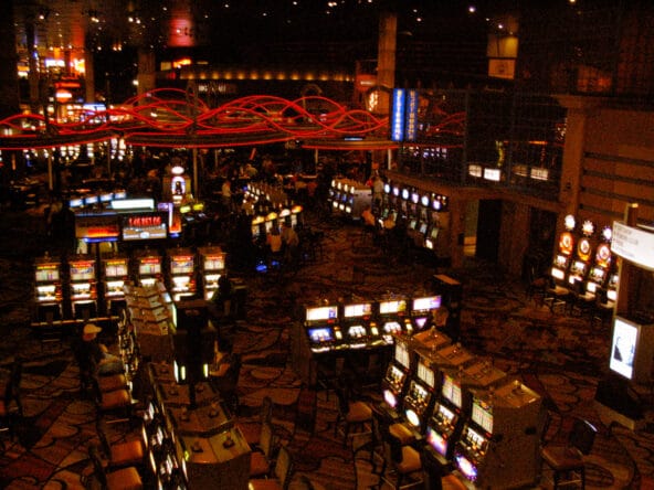 Dozens of slot machines below