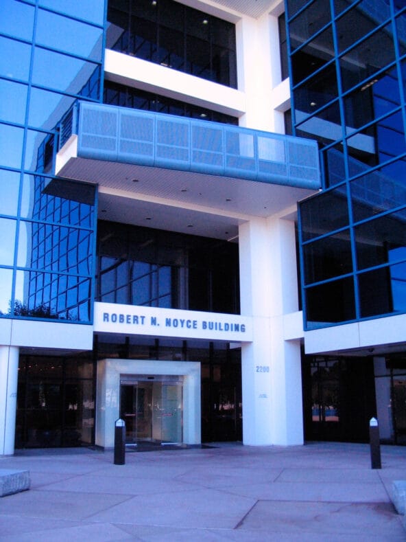 Entrance of the Robert N Noyce building
