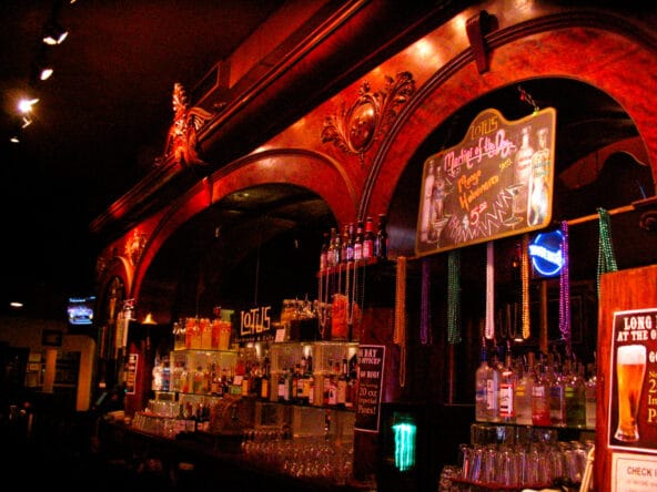 Famous original woodwork at Lotus Cafe