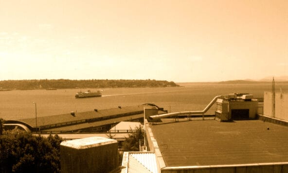Ferry in Puget Sound behind Pike's Market