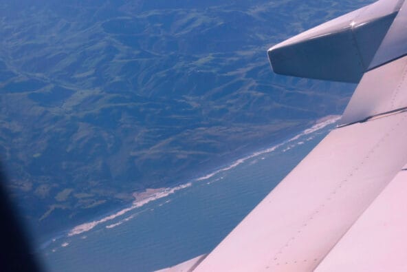 Flying over the California coast