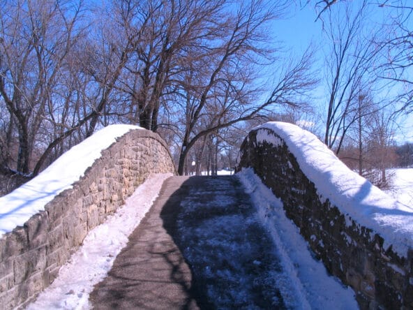 Going over Tenney Park bridge