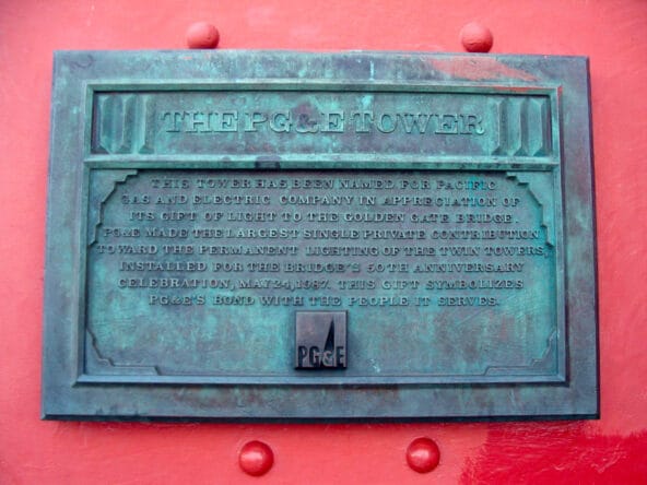 Golden Gate Bridge PGE Tower plaque