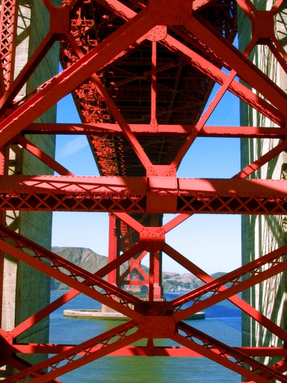 Golden Gate Bridge structure from below