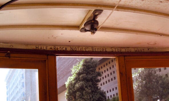 Half Block Notice carved into Cable Car