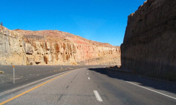 Highway cut thru sandstone