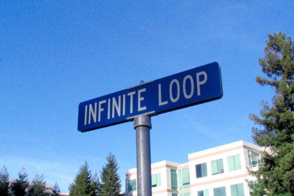 Infinite Loop street sign (Apple Campus behind)