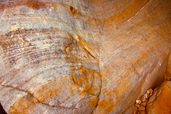 Layers in sandstone boulder