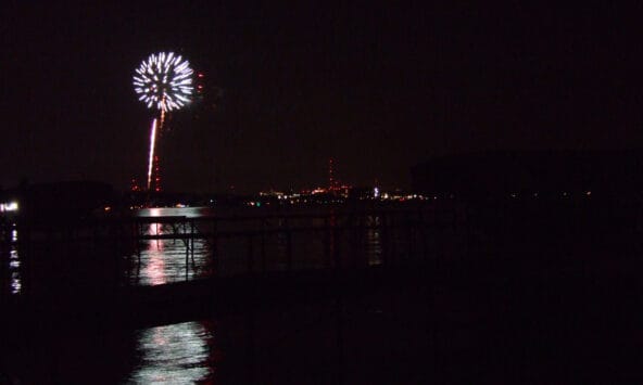 Light Green firework over Lake Mendota