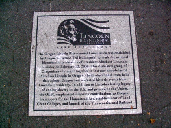 Lincoln Bicentennial Commission plaque