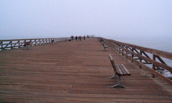 Long Wooden Pier with benches