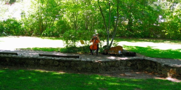 Man playing Cello (from afar)