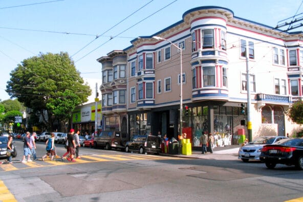 People crossing Haight street