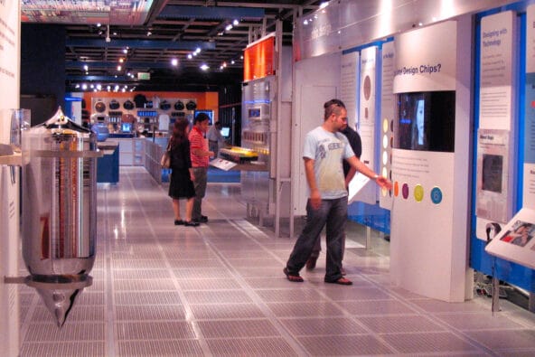 People exploring the Intel Museum