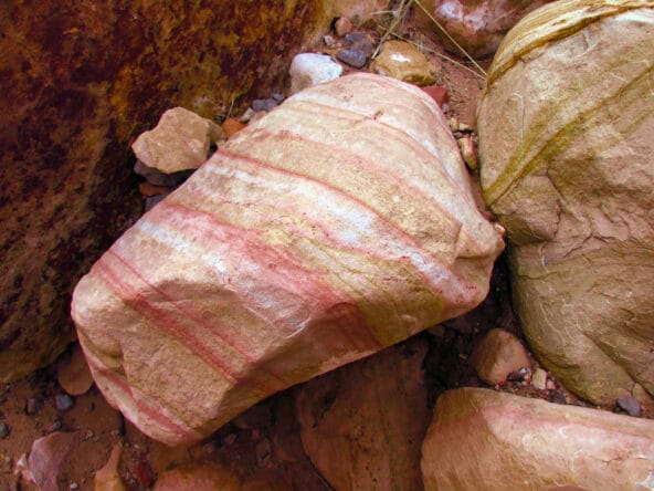Pink n white layered sandstone rock