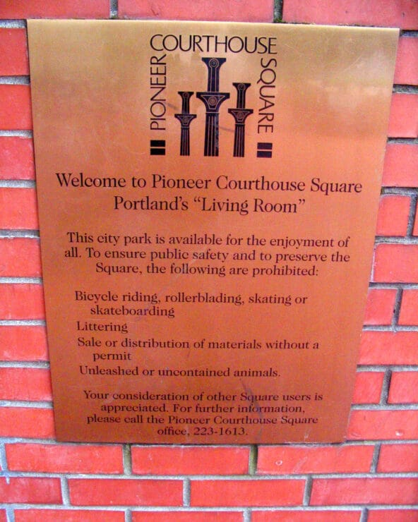 Pioneer Courthouse Square plaque
