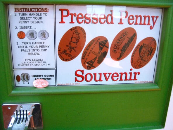 Pressed Penny Souvenir machine atop the Coit Tower