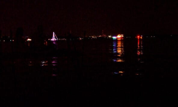 Rainbow Sailboat departing