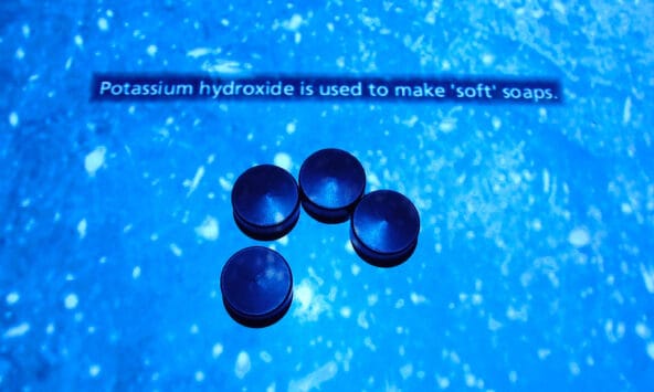 Reaction Lab forming Potassium Hydroxide (KOH)