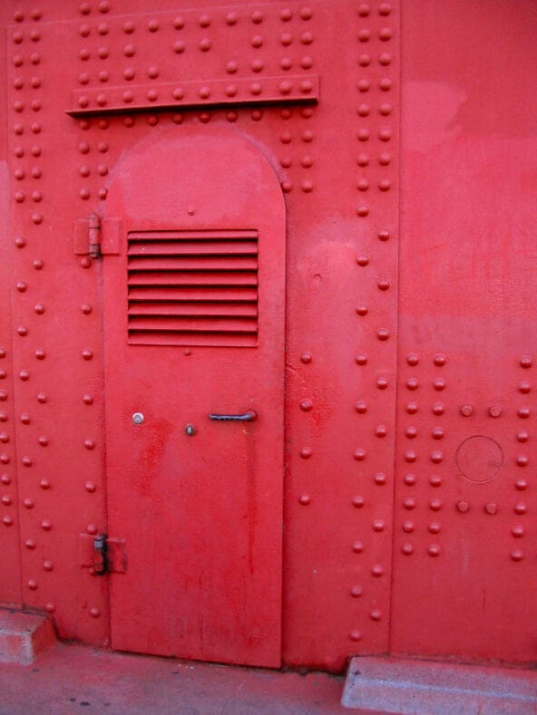 Reinforced door leading into PGE tower