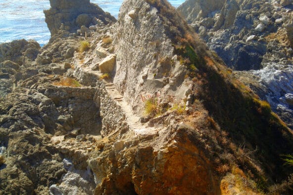 Remnants of old trail leading to McWay Falls beach (zoom)