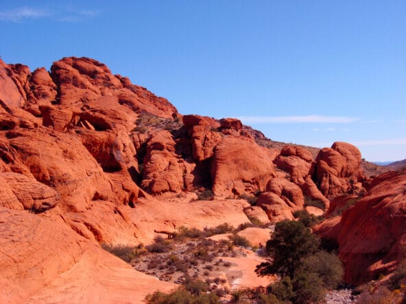 Rusty Eroded ridge under blue sky