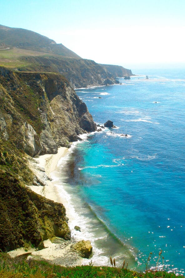 Sheer Cliffs on California Coast (Green Ocean water below)