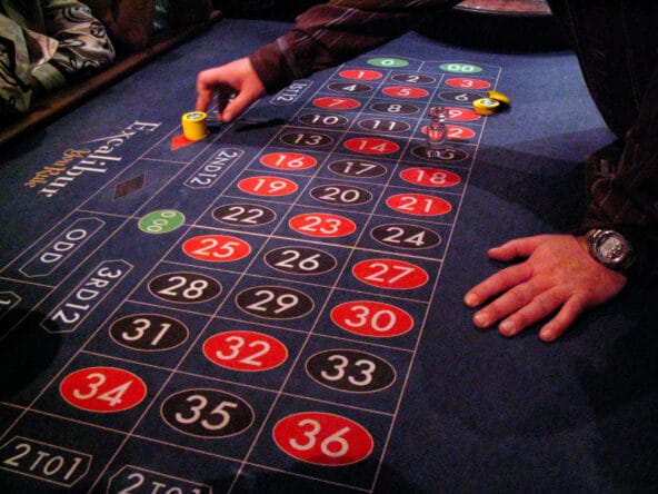 Stack of Chips on Red (Roulette Lesson)